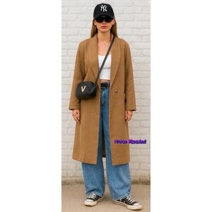 Vintage 80’s Charles Klein Coat Wool Oversized Beige Pea Diana Unisex Streetwear